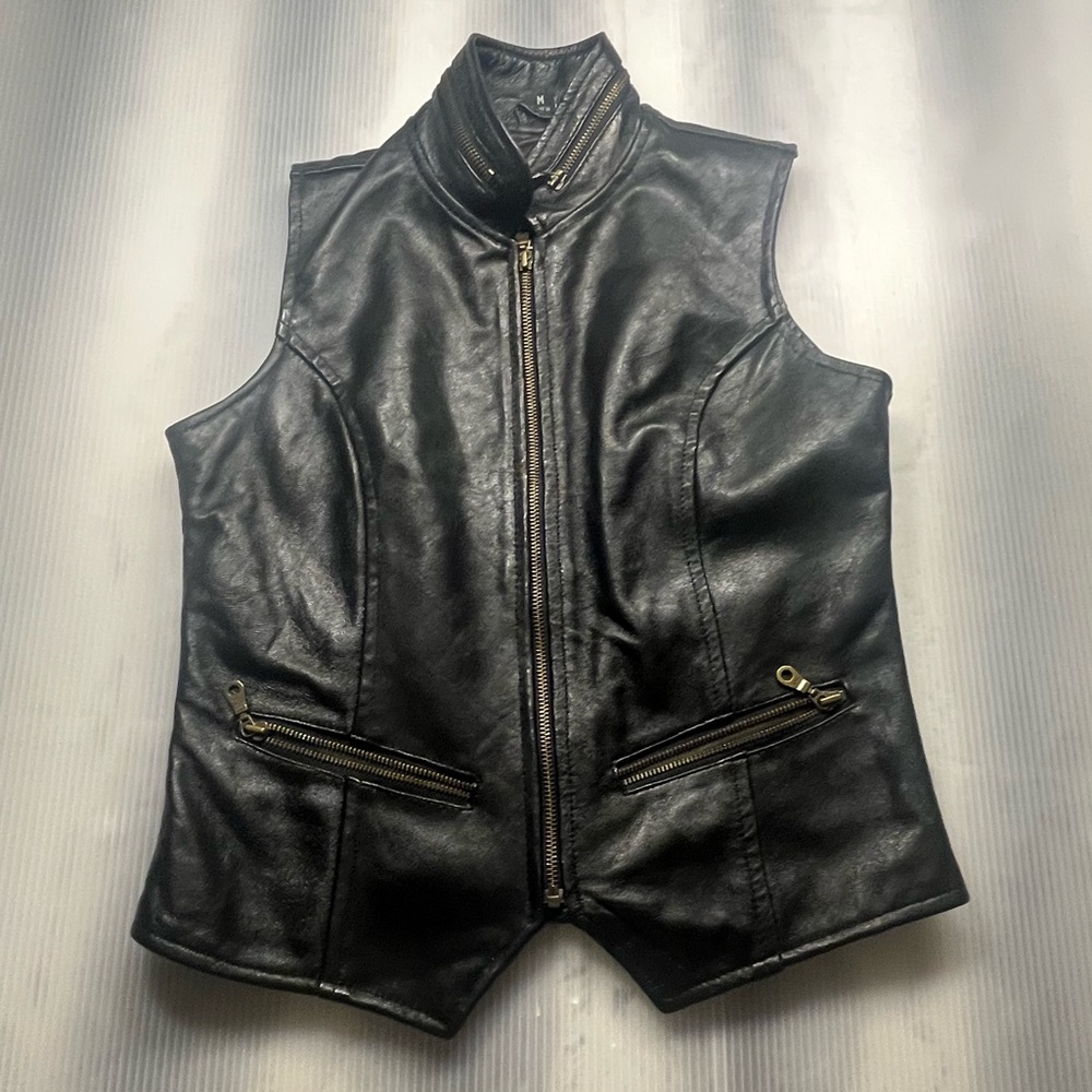 Ladies Black Leather Vest